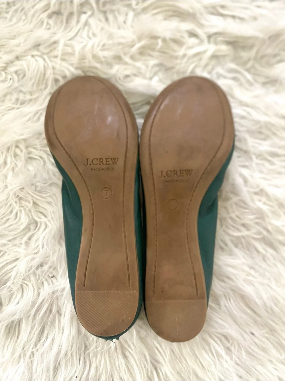 J. Crew Women's Cece Ballet Flat Shoe Size 7 Green Leather Slip On